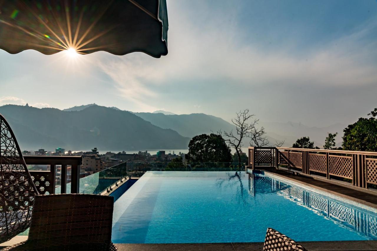 Bar Peepal Resort Pokhara Eksteriør bilde View from the rooftop pool