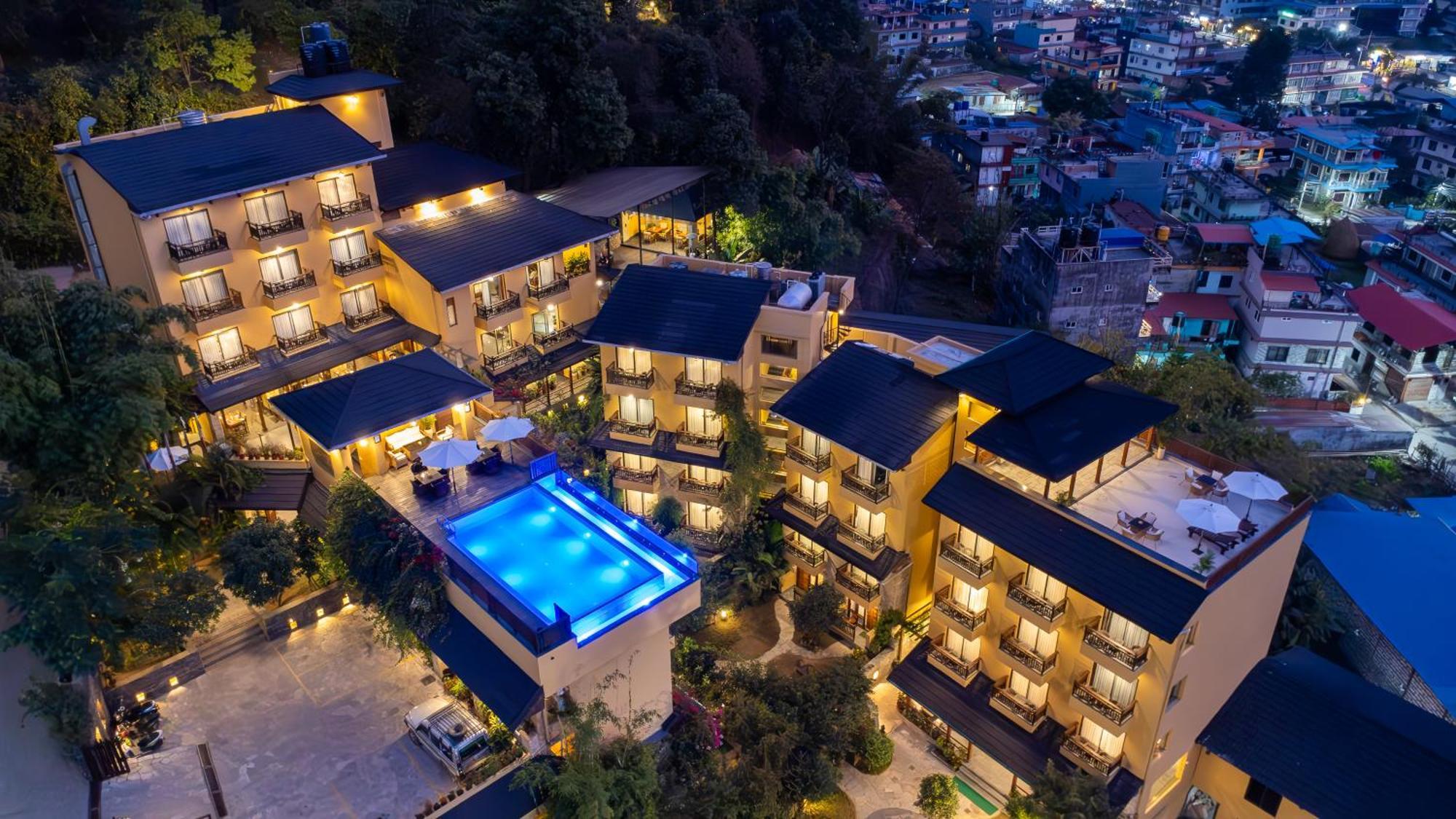 Bar Peepal Resort Pokhara Eksteriør bilde Aerial view of the hotel